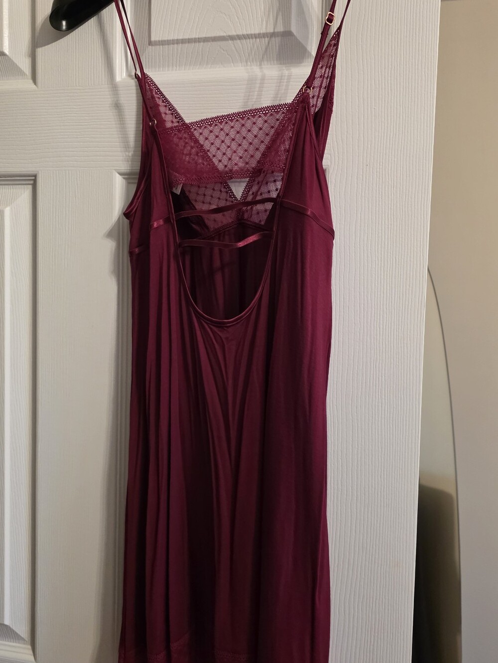 Victoria's Secret Deep Burgundy Lace-Back Chemise